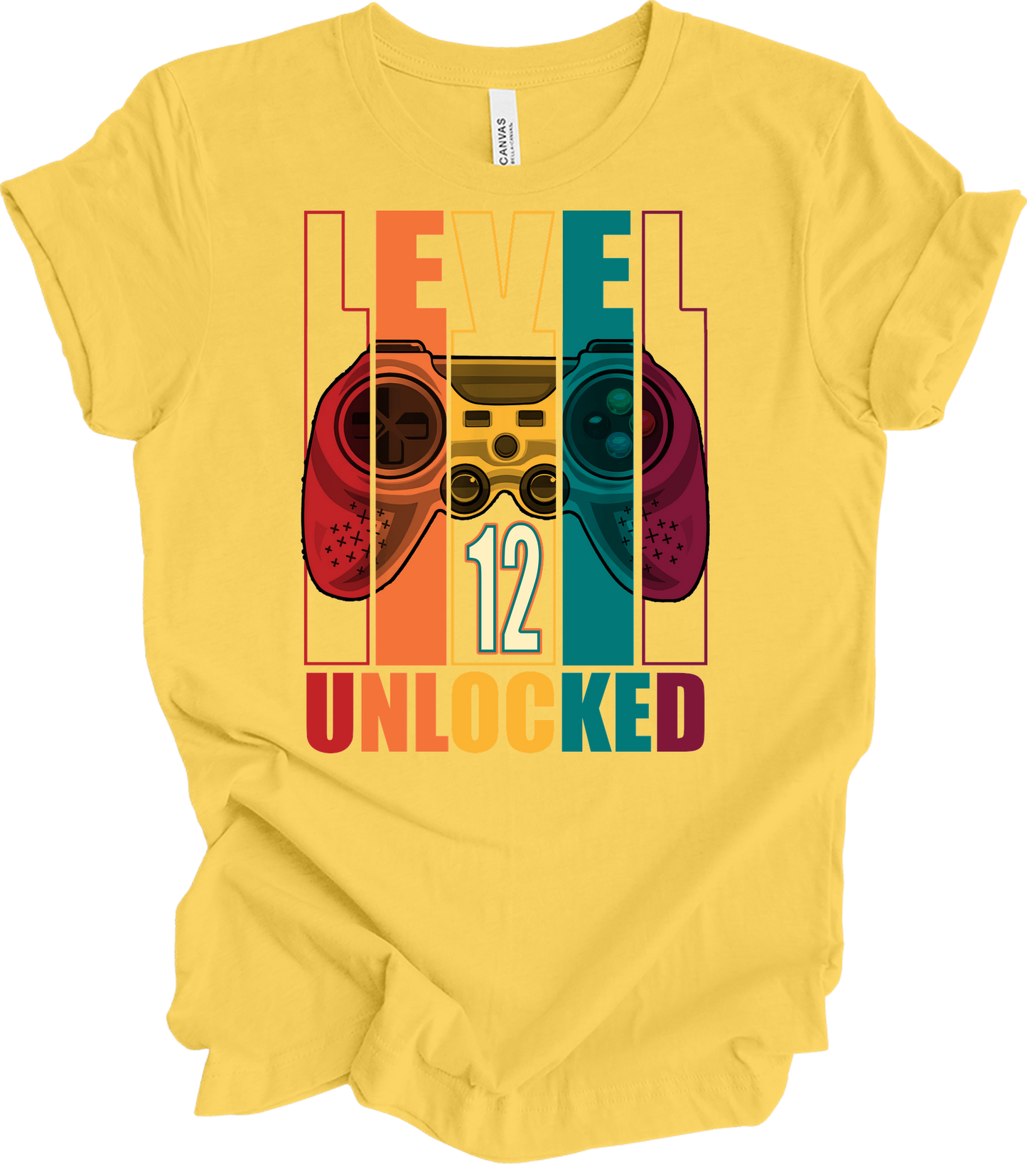 Level 12 Unlocked Gamer T-Shirt in Yellow