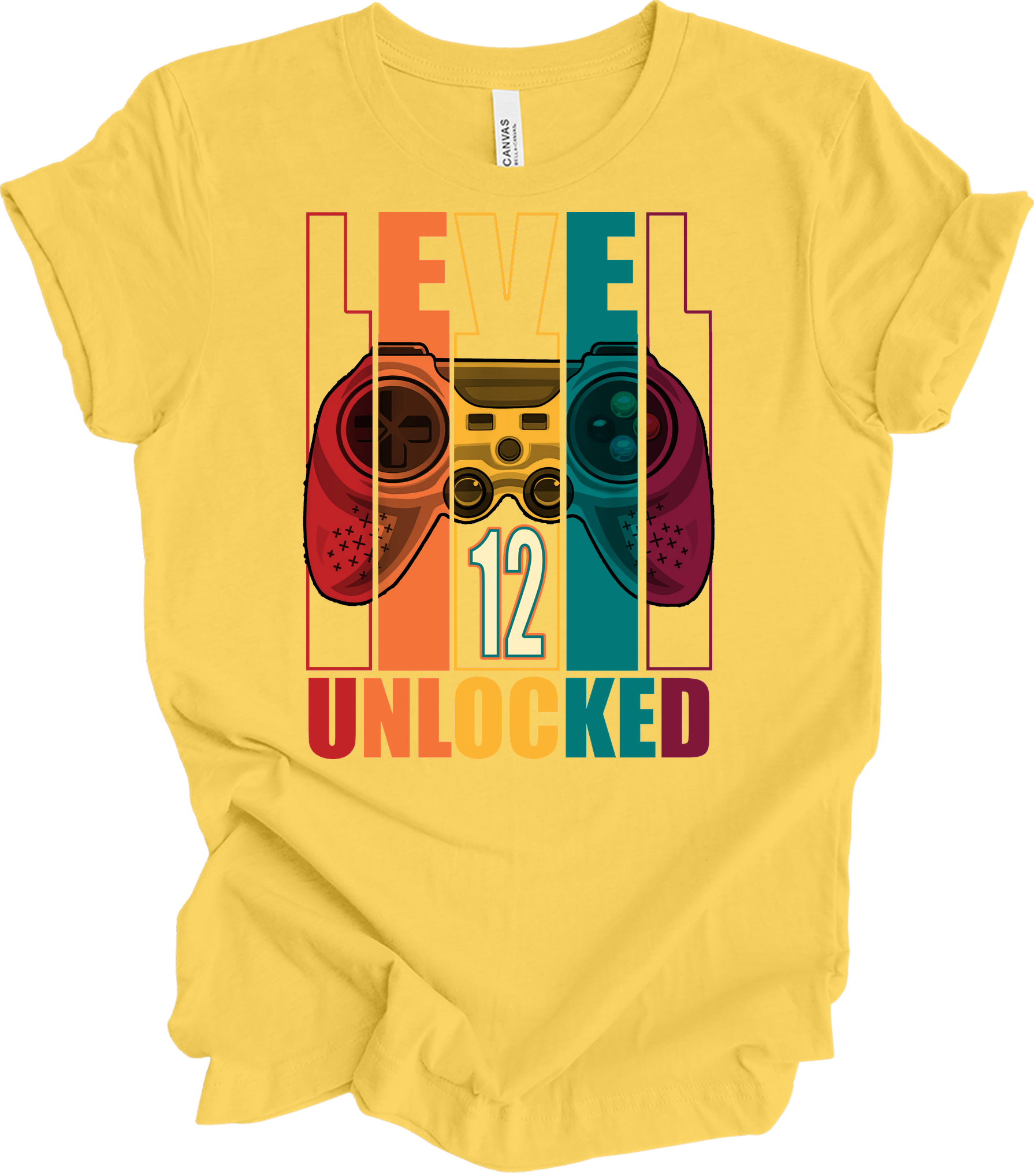 Level 12 Unlocked Gamer T-Shirt in Yellow