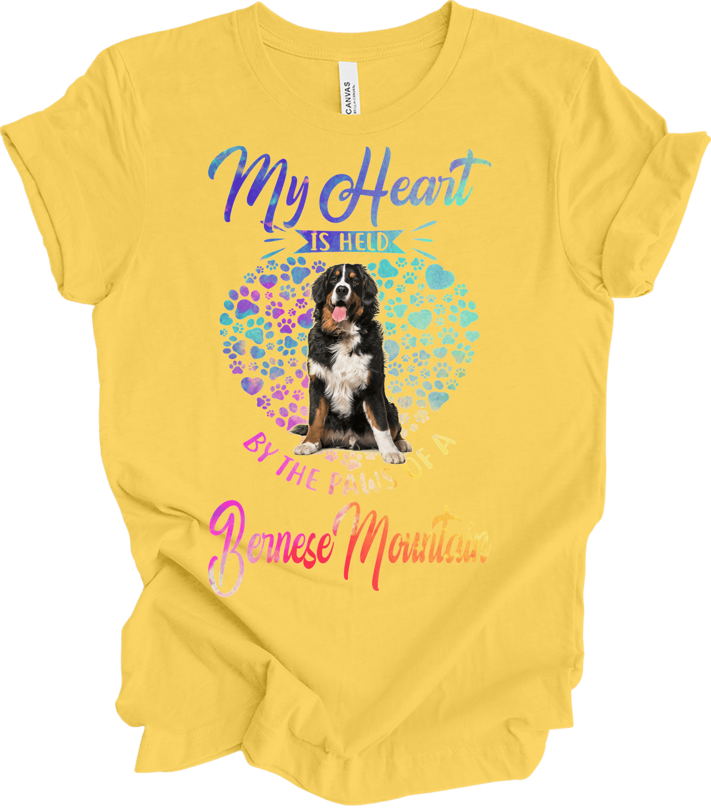 Bernese Mountain Dog Heart T-Shirt in Yellow
